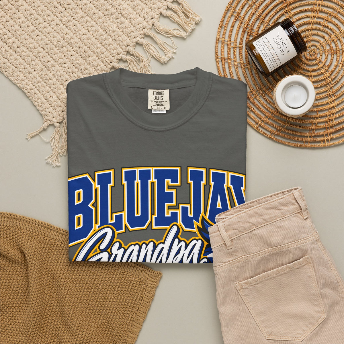 Bluejay Grandpa T-Shirt — Custom Name & Number Team Tee