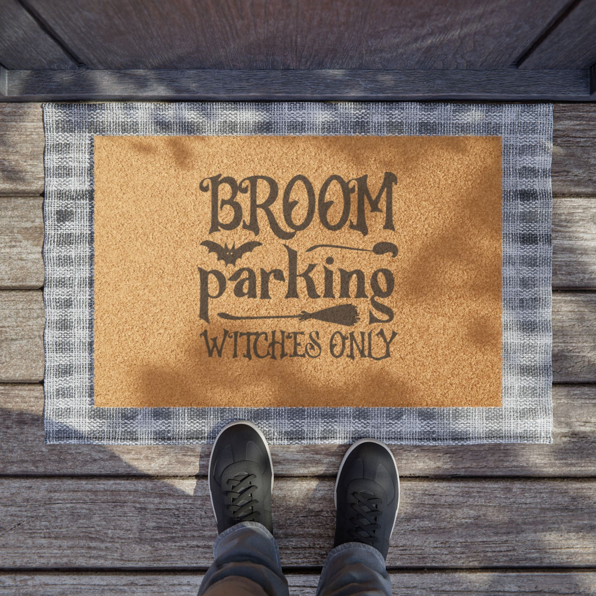 Doormat - "Broom Parking: Witches Only" Halloween Coir Welcome Mat
