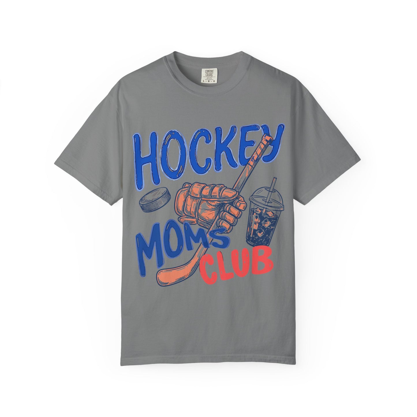 Hockey Moms Club T-Shirt — Vintage Hockey Glove, Stick & Coffee Graphic