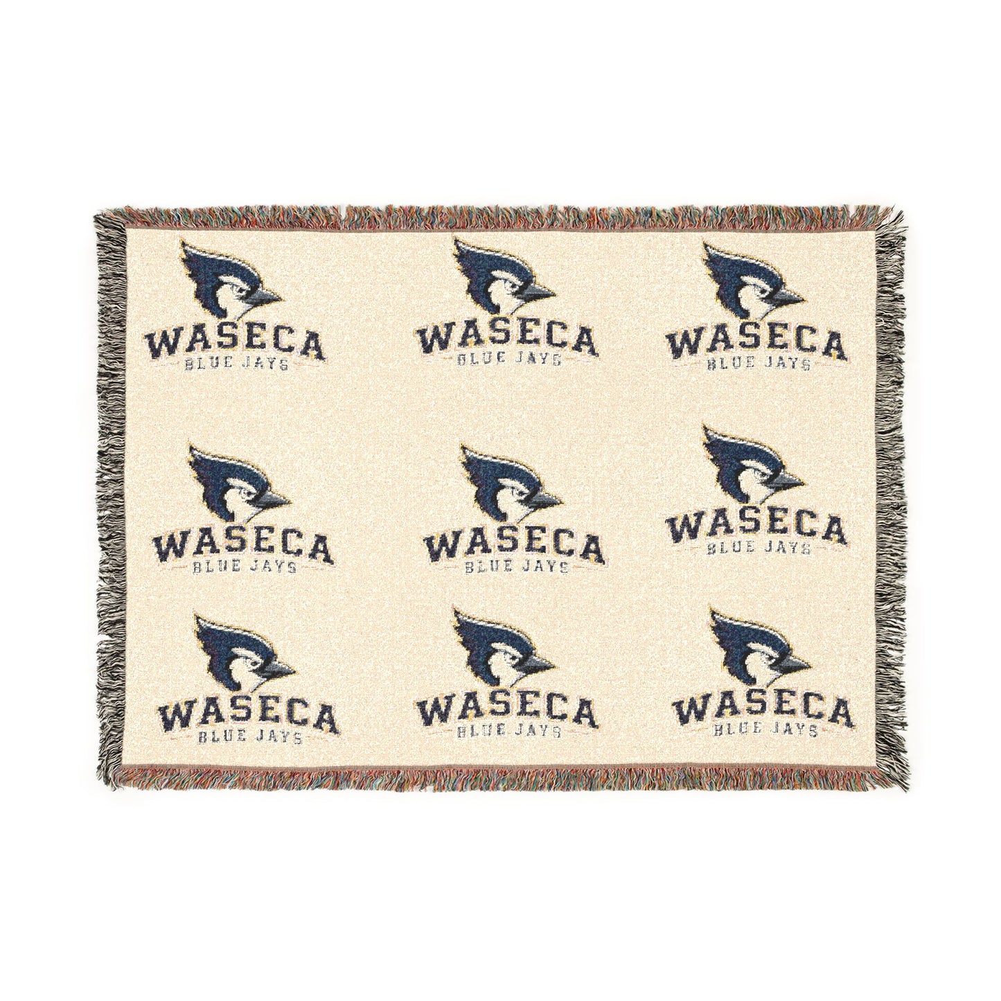 Waseca Bluejay Logo Woven Throw Blanket