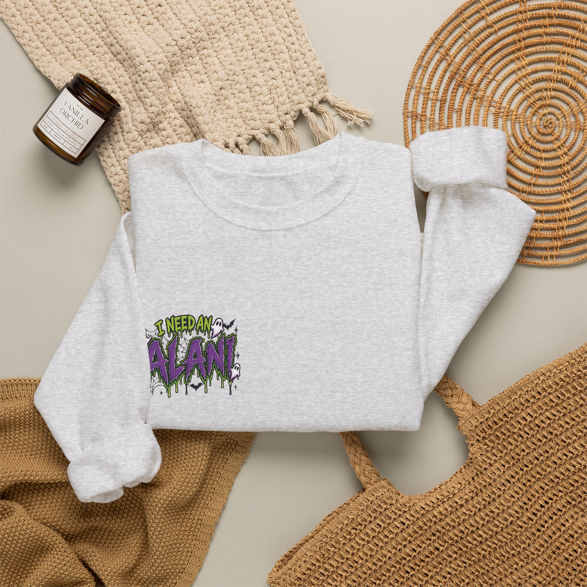 ALANI AND BOWS Collage Crewneck (Purple & Green)