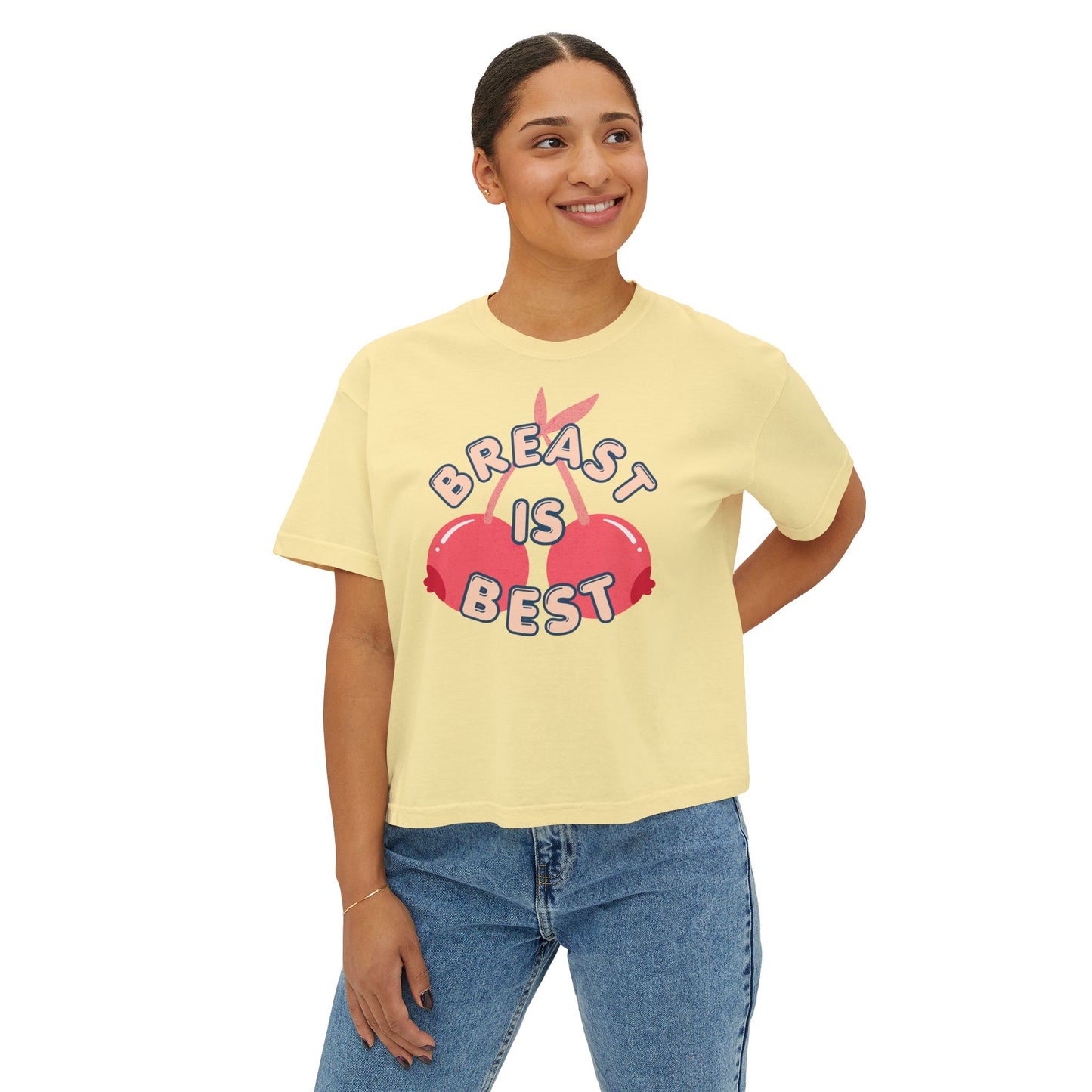 Breast Is Best Boxy Tee – Feminist Nursing Support Graphic Shirt
