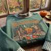 Embroidered Gingham Mock Neck Sweatshirt