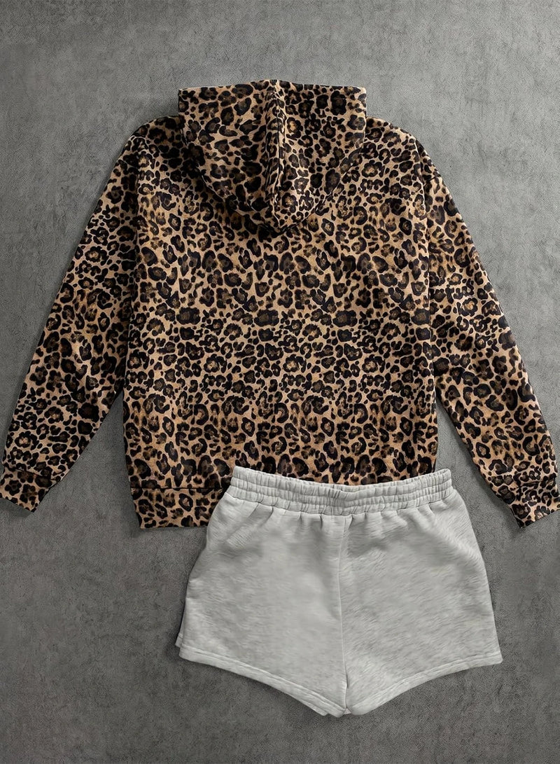 Leopard Print Hoodie Sweatshirt