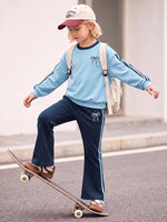 Girls Long Sleeve Bow Sweatshirt and Flared Pants Set