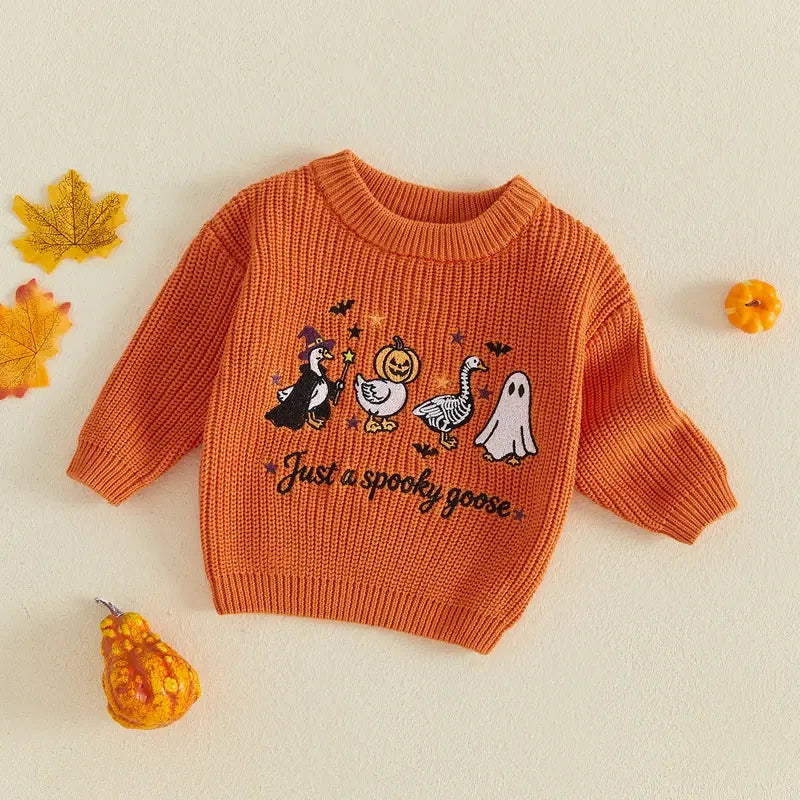 Toddler Halloween Embroidered Knit Sweater