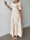 Bohemian Ditsy Floral Square Neck Long Dress