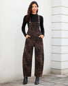 Leopard Print Barrel Overalls