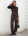 Leopard Print Barrel Overalls