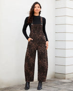 Leopard Print Barrel Overalls