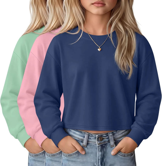 Girls Long Sleeve Crew Neck Top Trio
