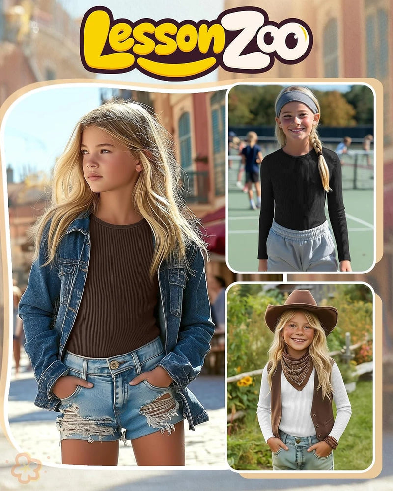 Girls Cotton Ribbed Long Sleeve Shirts