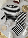 Striped Waffle Knit Kids Co-ord