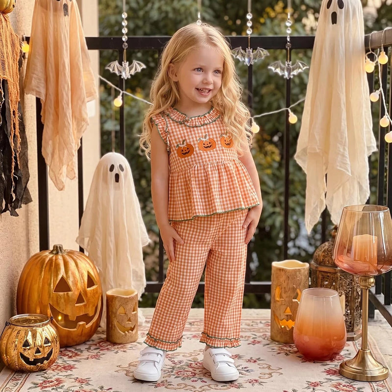 Toddler Girl Halloween Gingham Outfit
