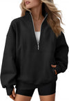 Oversized Quarter Zip Fleece Sweatshirt