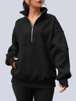Oversized Quarter Zip Fleece Sweatshirt
