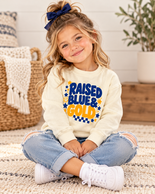 "Raised Blue & Gold" Team Pride crewneck