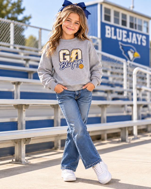 "Go Bluejays" Retro Sport Logo crewneck