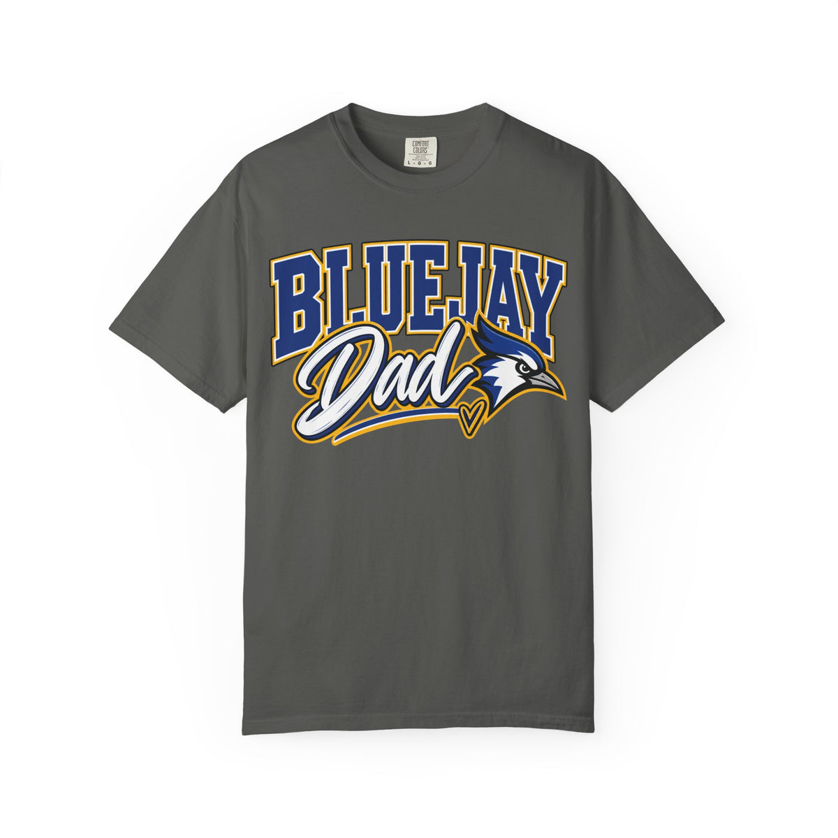 Bluejay Dad T-Shirt — Personalized Last Name & Number Baseball Tee