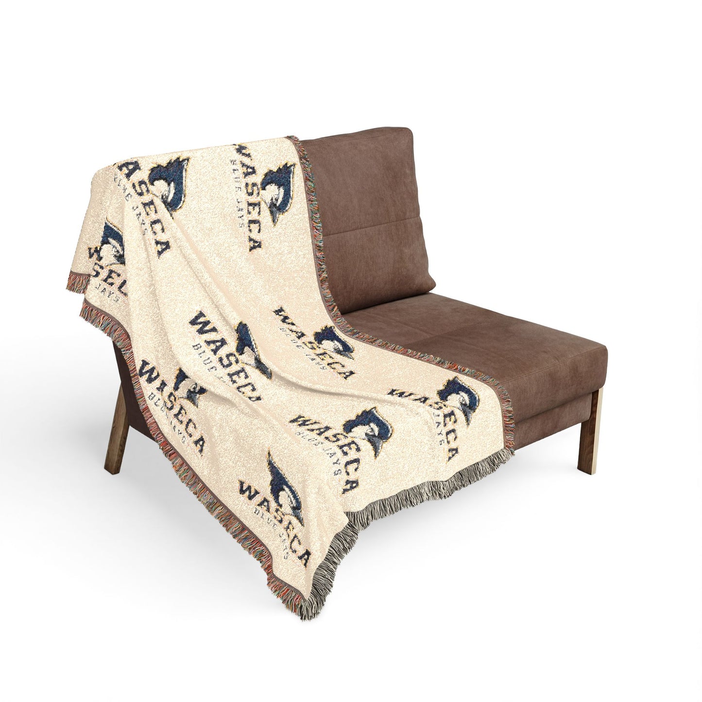 Waseca Bluejay Logo Woven Throw Blanket