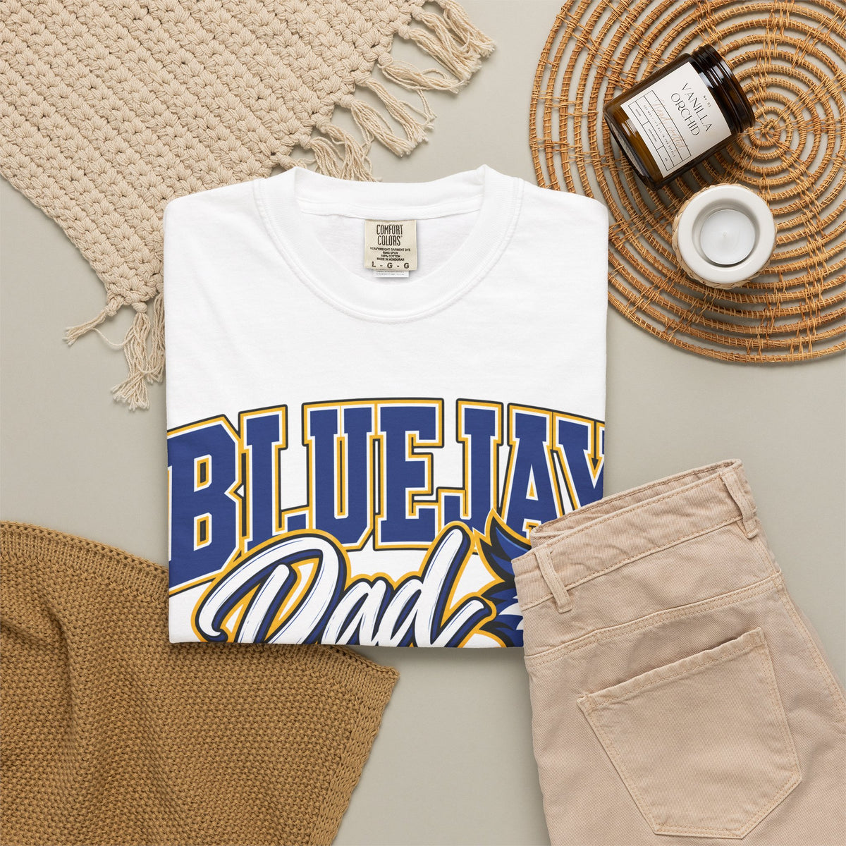 Bluejay Dad T-Shirt — Personalized Last Name & Number Baseball Tee