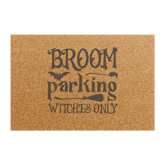 Doormat - "Broom Parking: Witches Only" Halloween Coir Welcome Mat